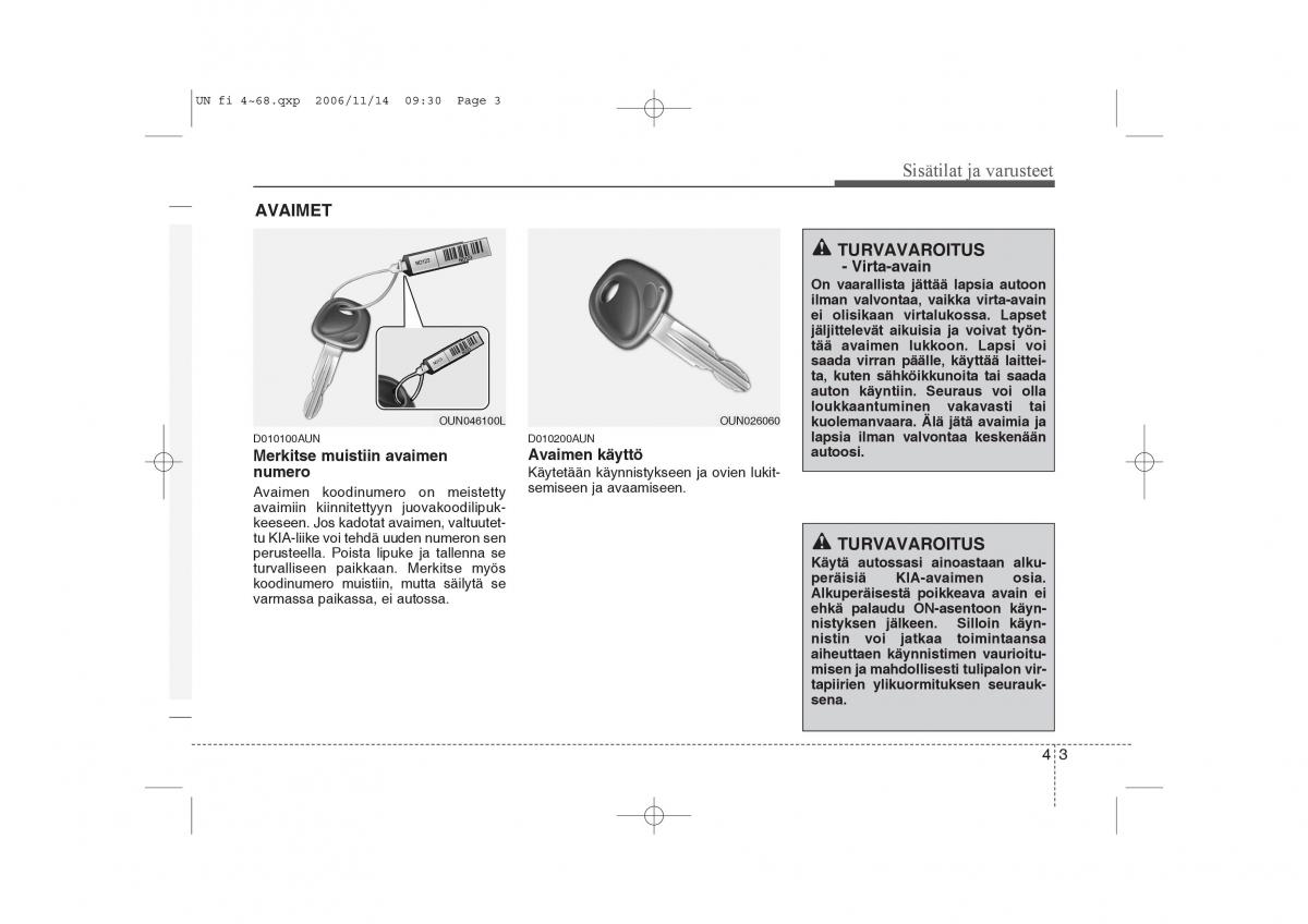 KIA Carens II 2 omistajan kasikirja / page 85