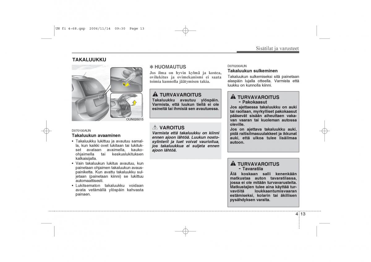 KIA Carens II 2 omistajan kasikirja / page 95