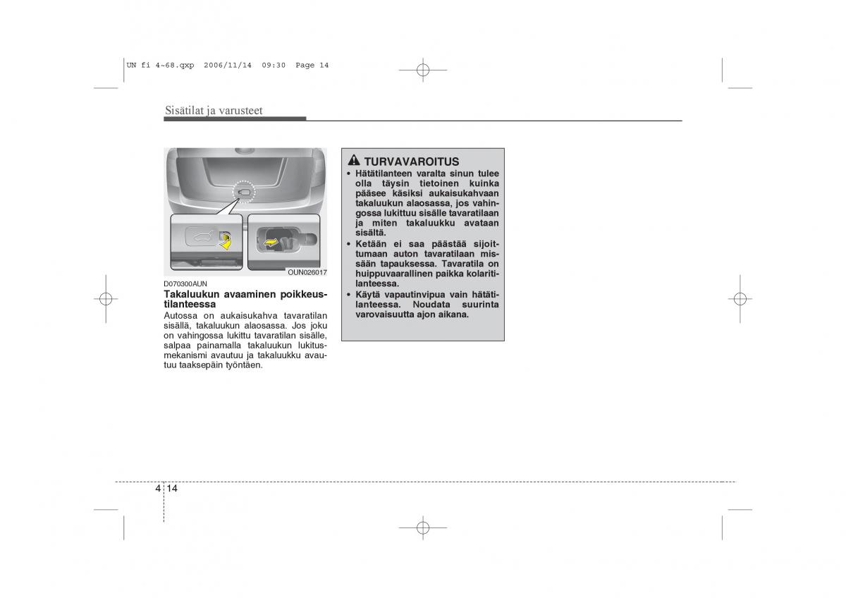 KIA Carens II 2 omistajan kasikirja / page 96