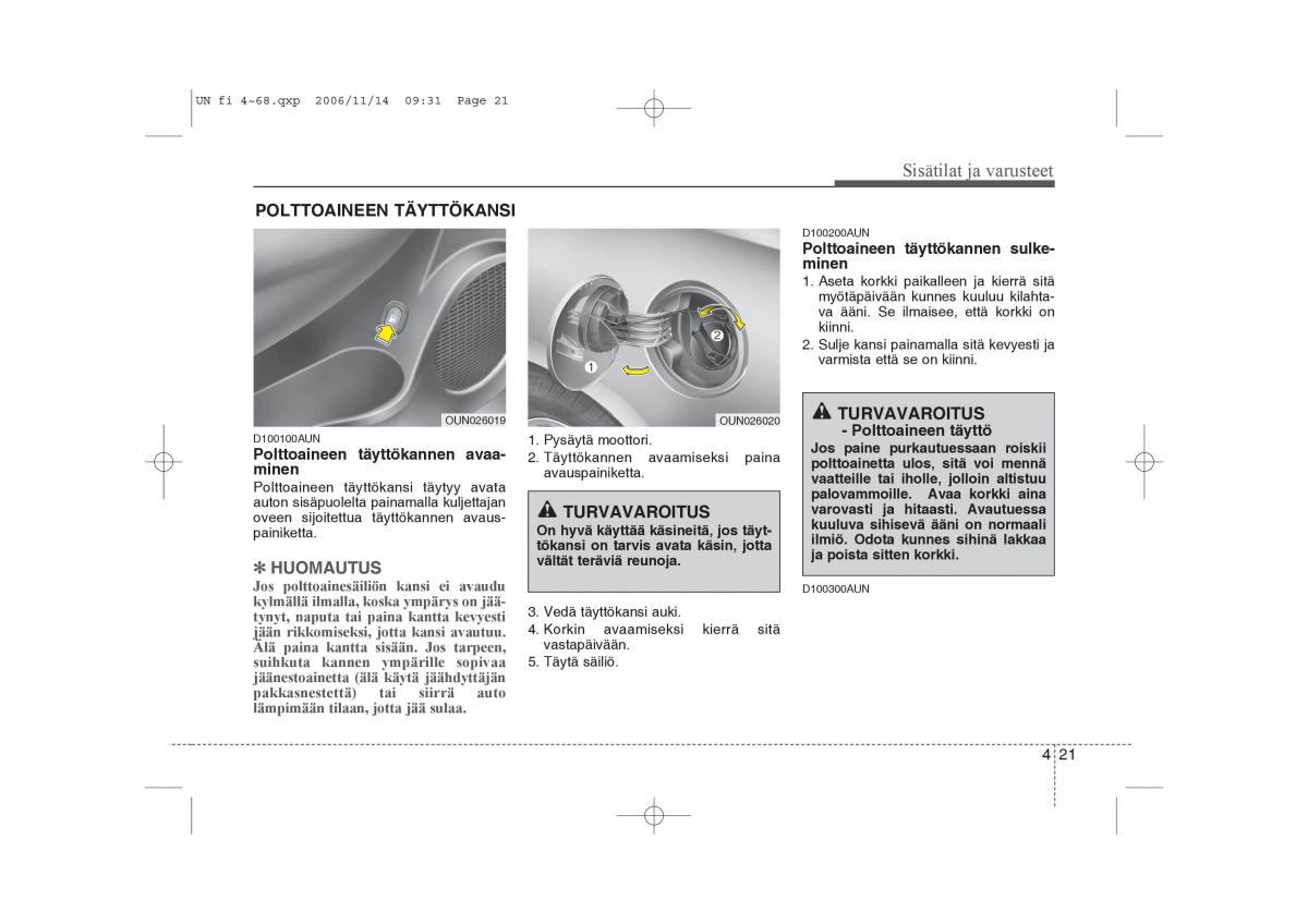 KIA Carens II 2 omistajan kasikirja / page 103