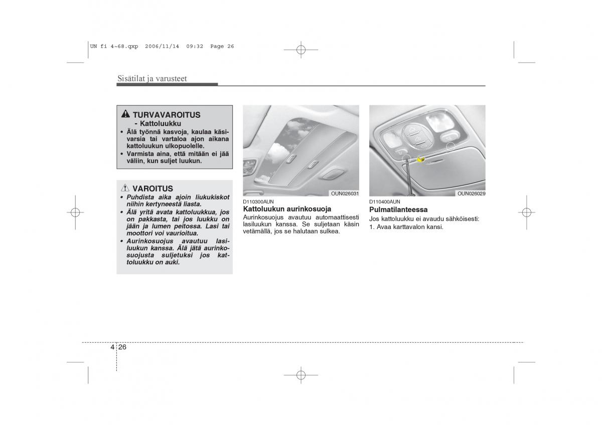 KIA Carens II 2 omistajan kasikirja / page 108