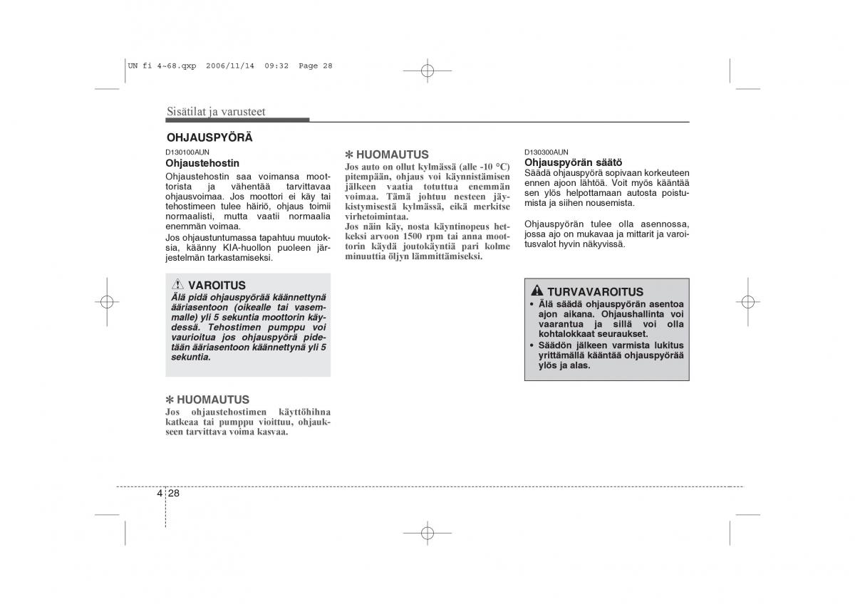 KIA Carens II 2 omistajan kasikirja / page 110