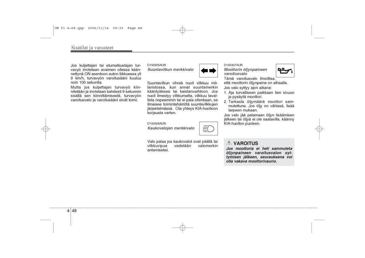 KIA Carens II 2 omistajan kasikirja / page 130