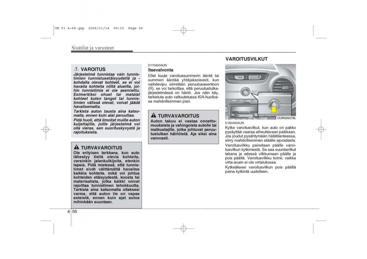 KIA Carens II 2 omistajan kasikirja / page 138