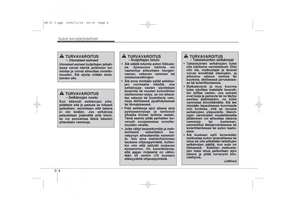 KIA Carens II 2 omistajan kasikirja / page 18