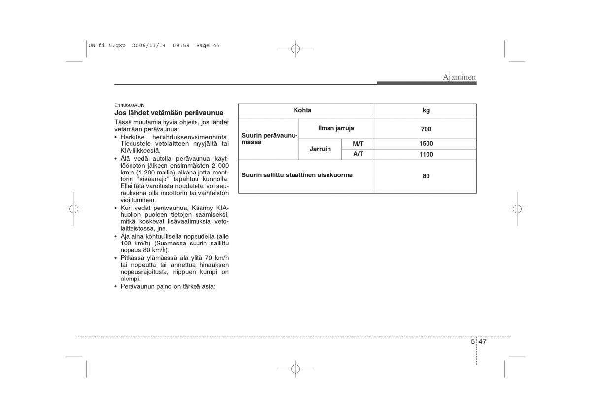 KIA Carens II 2 omistajan kasikirja / page 231