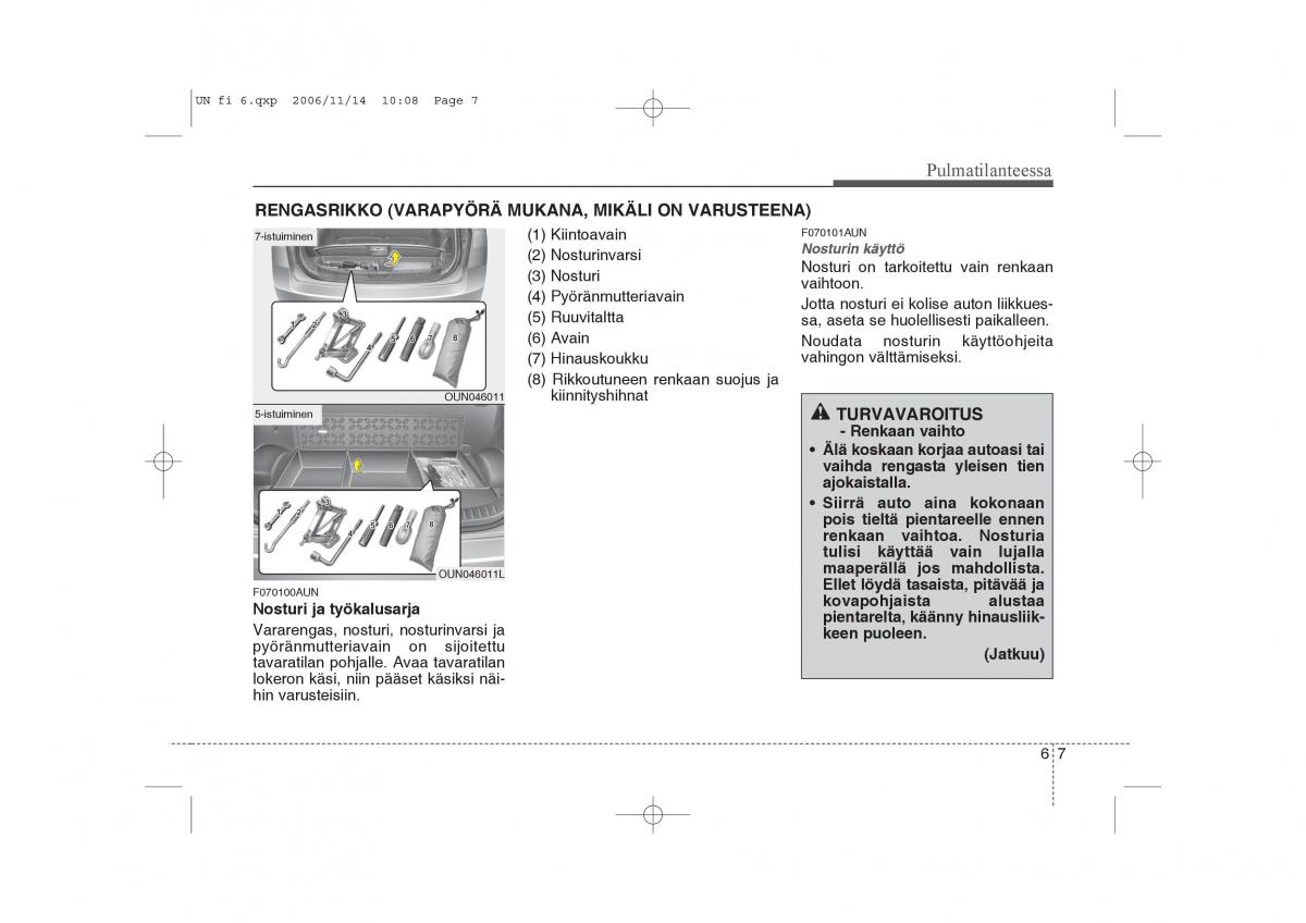 KIA Carens II 2 omistajan kasikirja / page 241