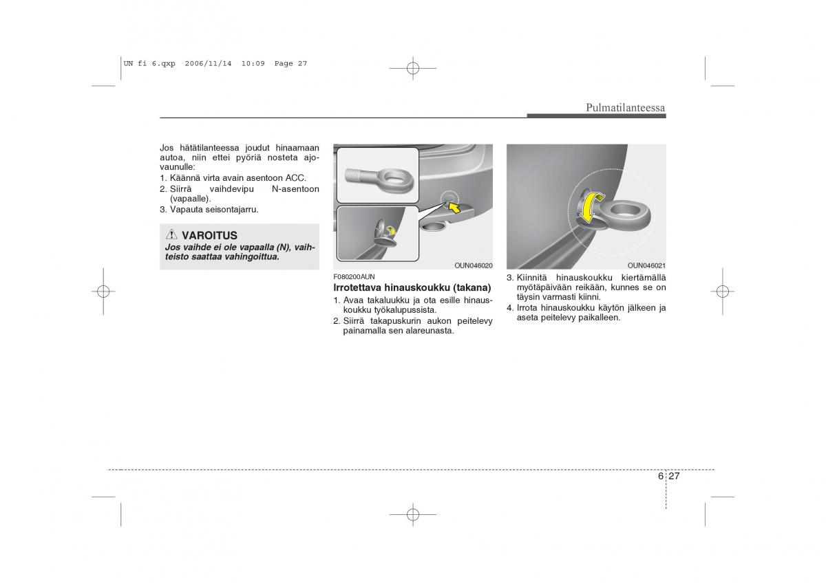 KIA Carens II 2 omistajan kasikirja / page 261