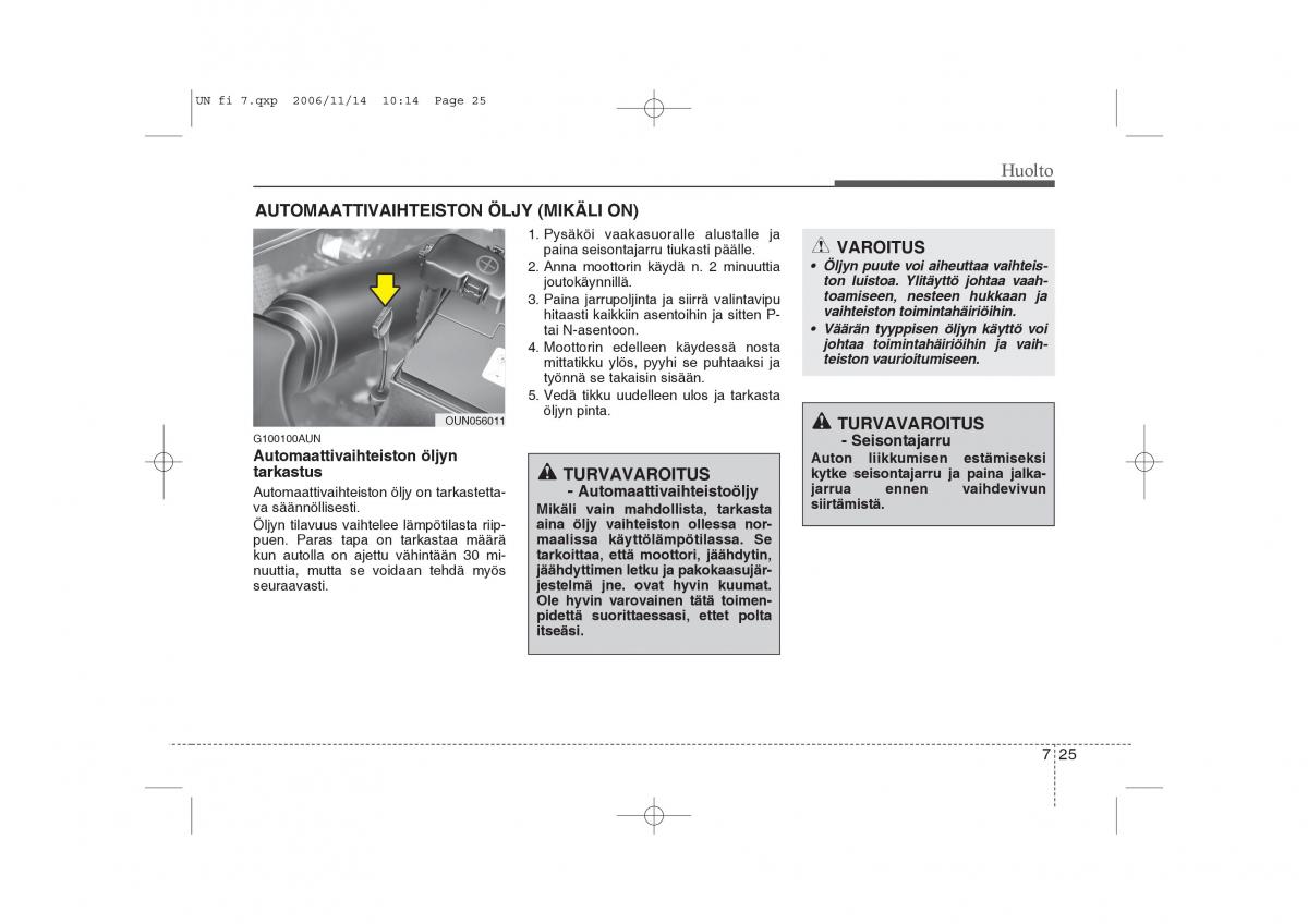 KIA Carens II 2 omistajan kasikirja / page 291