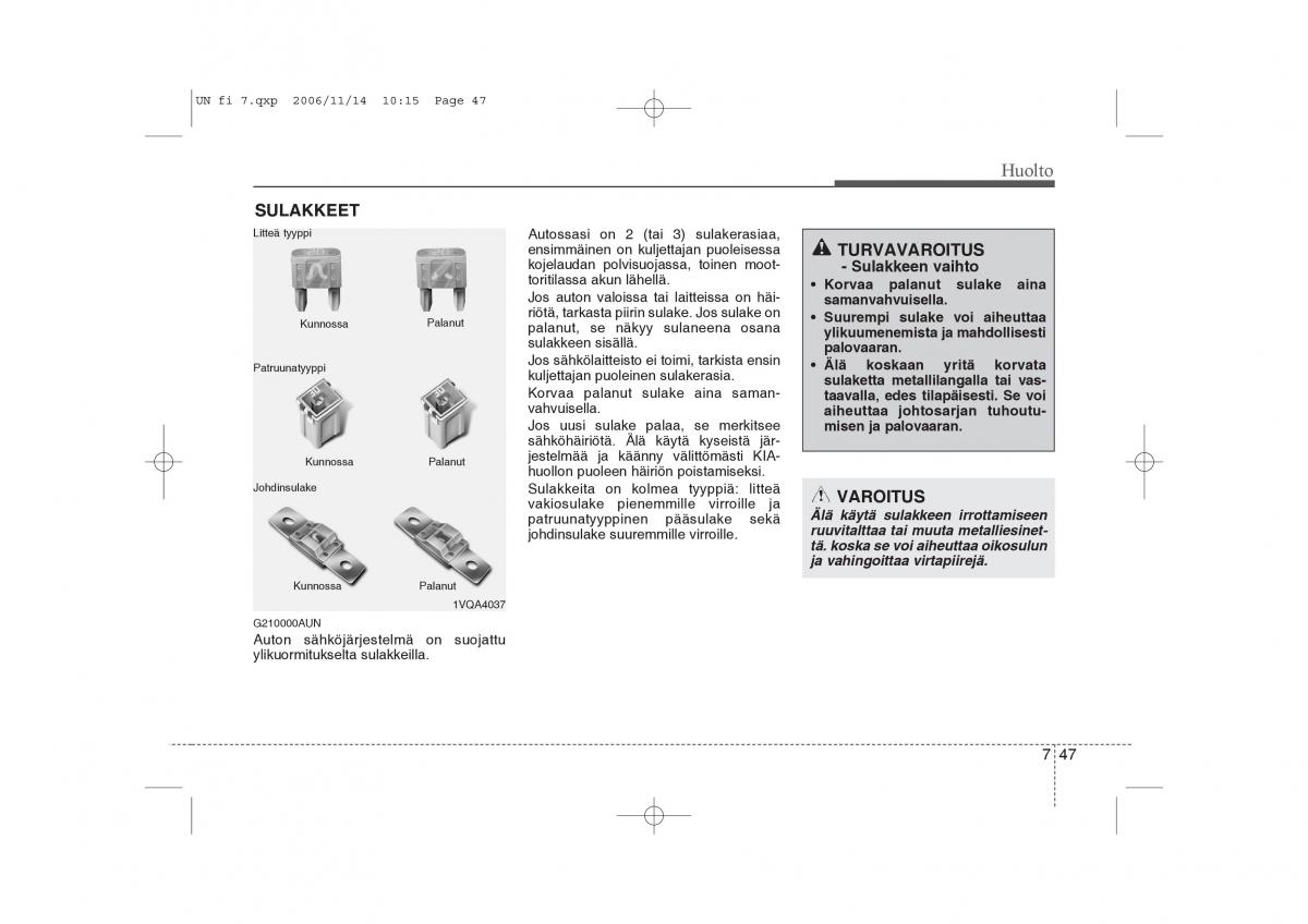 KIA Carens II 2 omistajan kasikirja / page 313