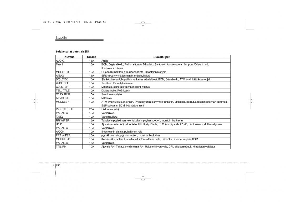 KIA Carens II 2 omistajan kasikirja / page 318