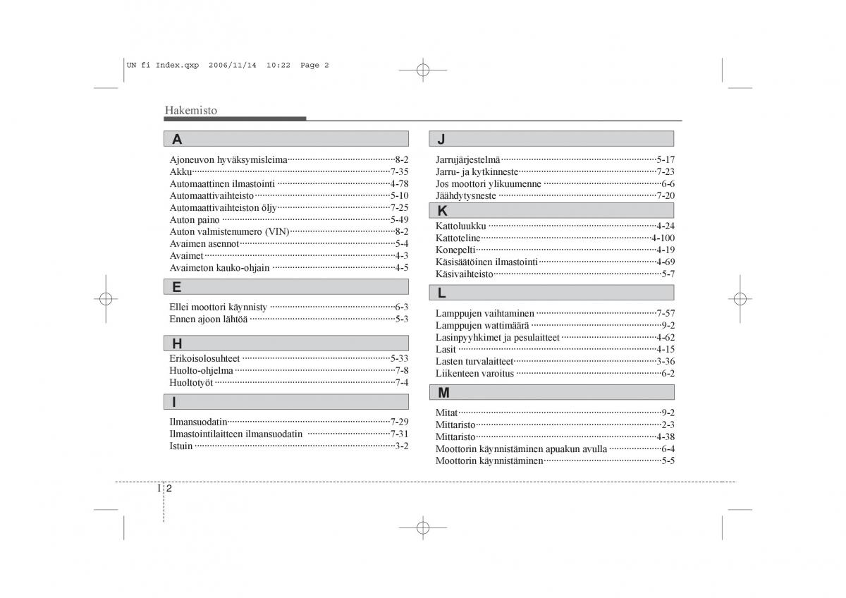 KIA Carens II 2 omistajan kasikirja / page 350