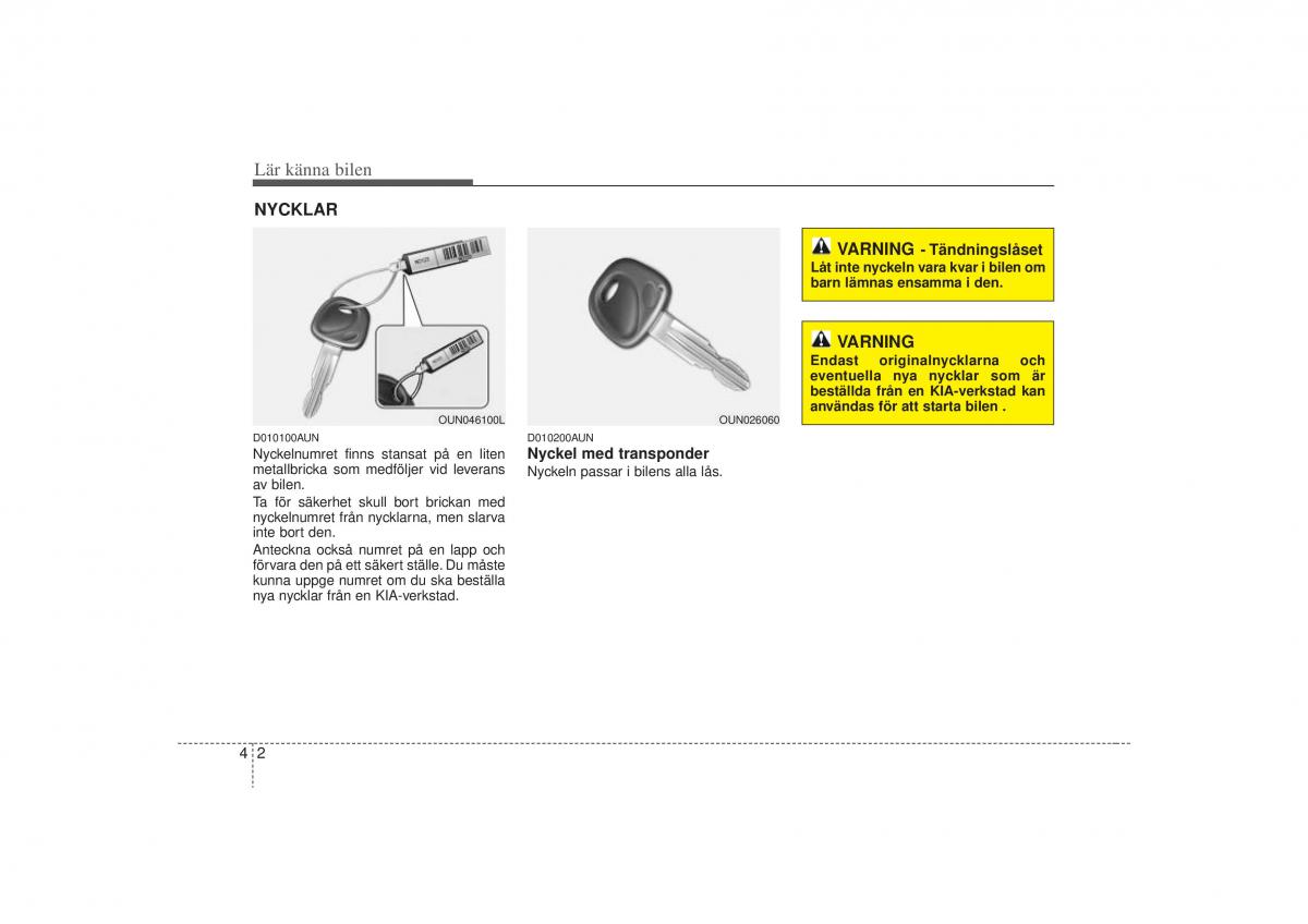 KIA Carens II 2 instruktionsbok / page 71