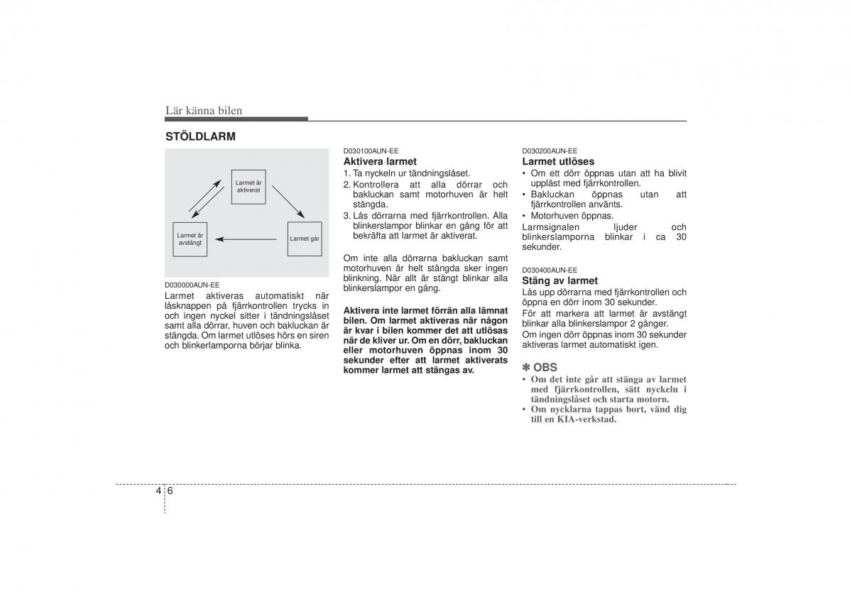 KIA Carens II 2 instruktionsbok / page 75