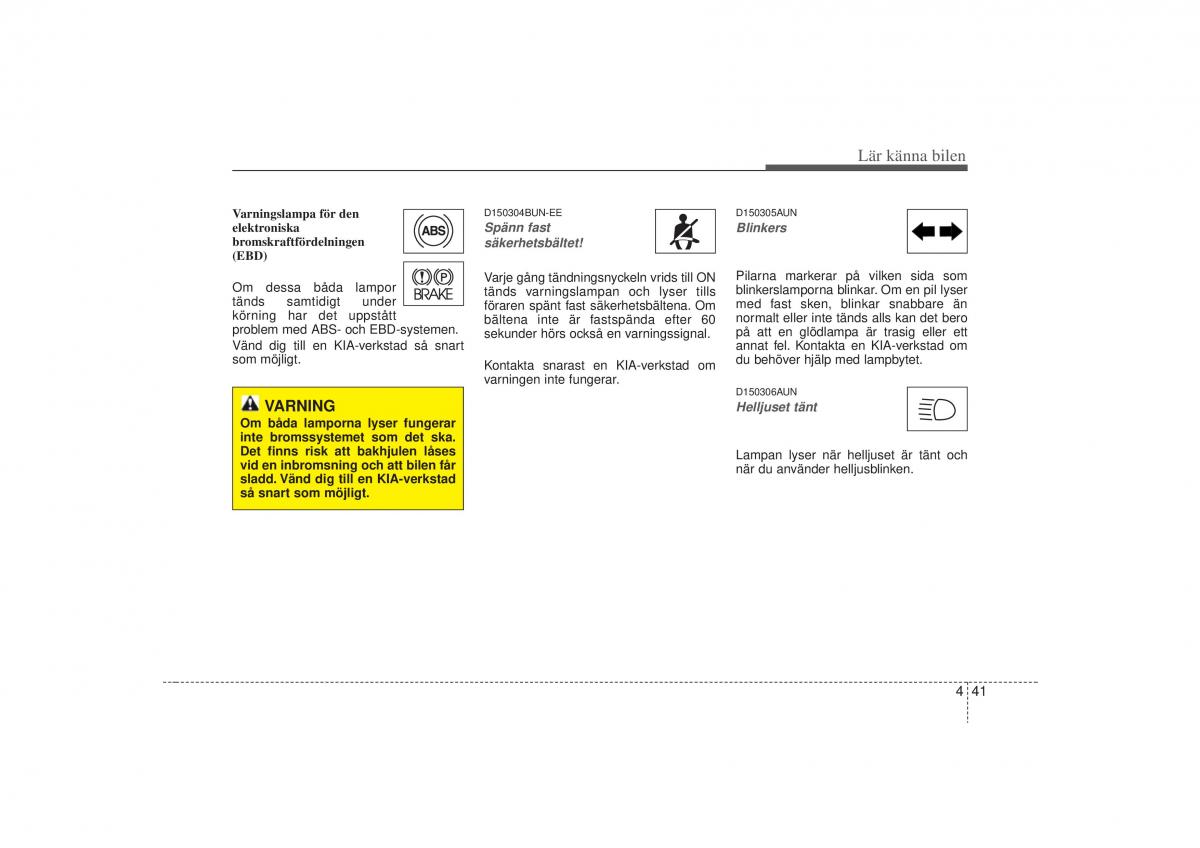 KIA Carens II 2 instruktionsbok / page 110