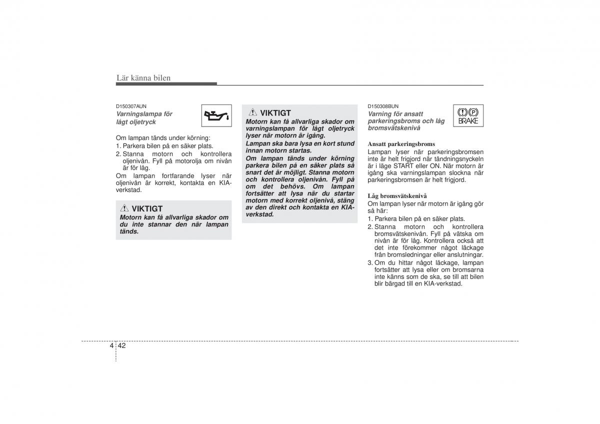 KIA Carens II 2 instruktionsbok / page 111