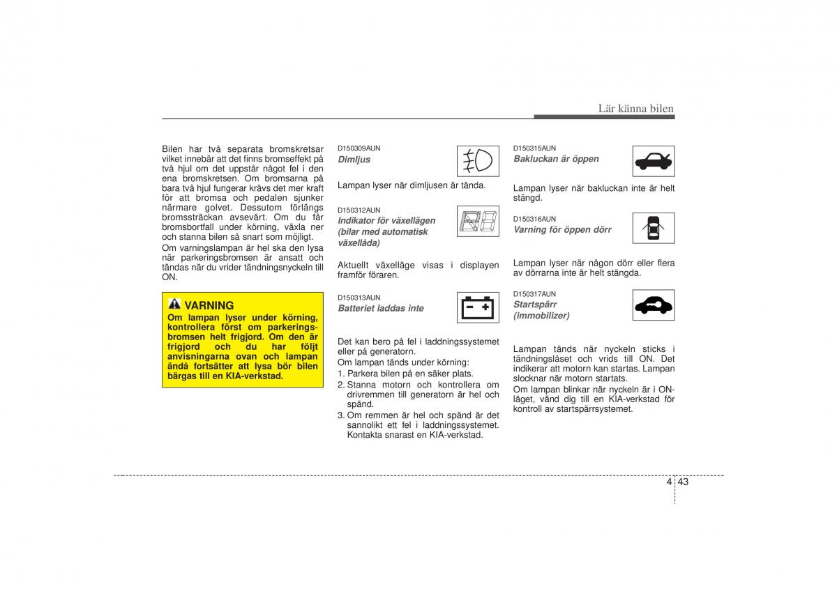 KIA Carens II 2 instruktionsbok / page 112