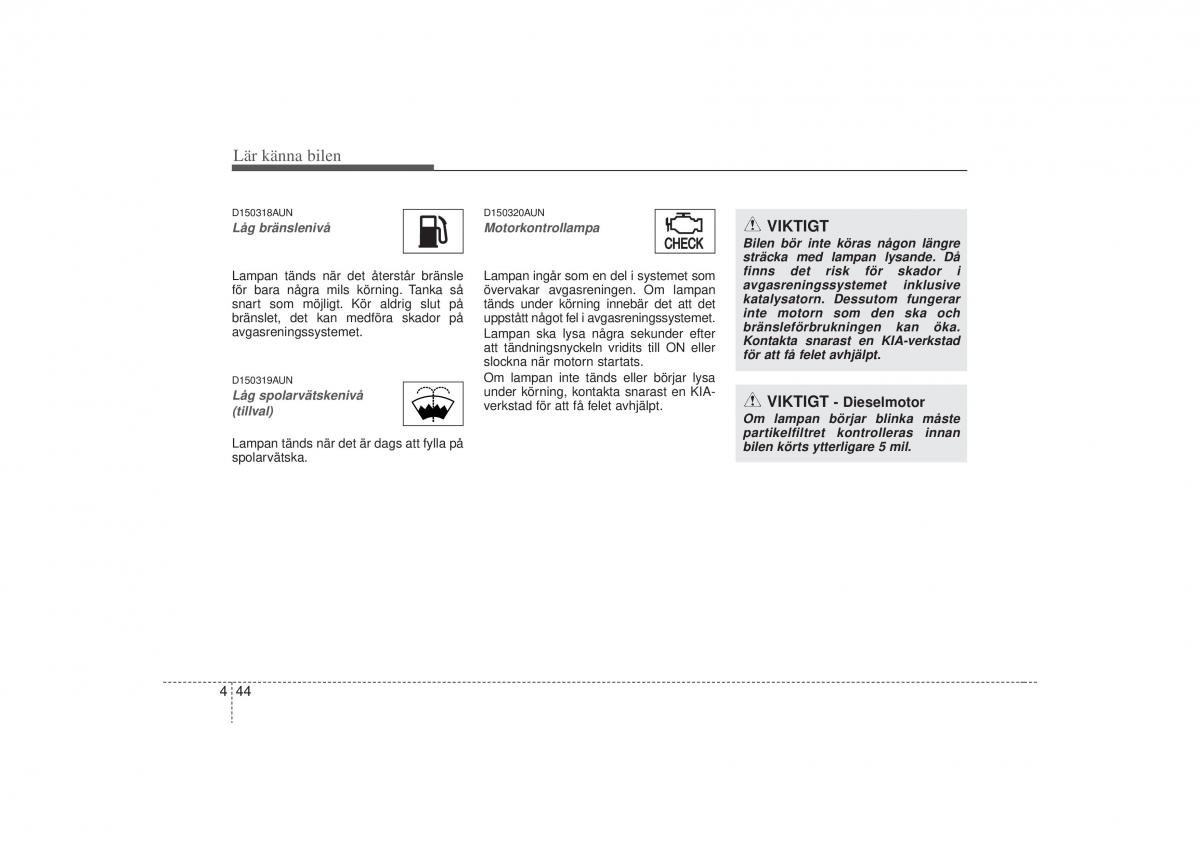 KIA Carens II 2 instruktionsbok / page 113