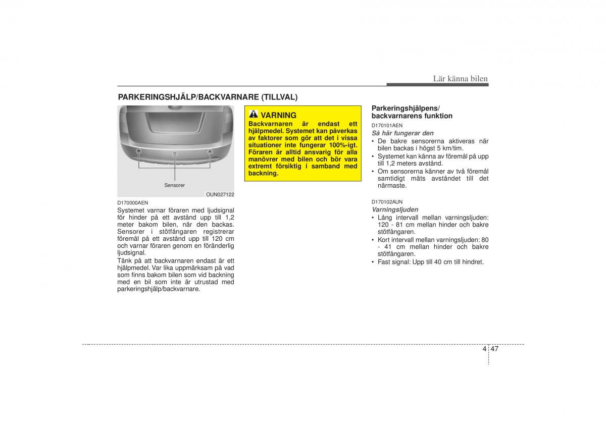 KIA Carens II 2 instruktionsbok / page 116