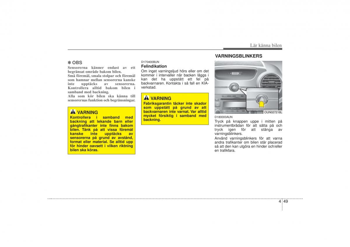 KIA Carens II 2 instruktionsbok / page 118