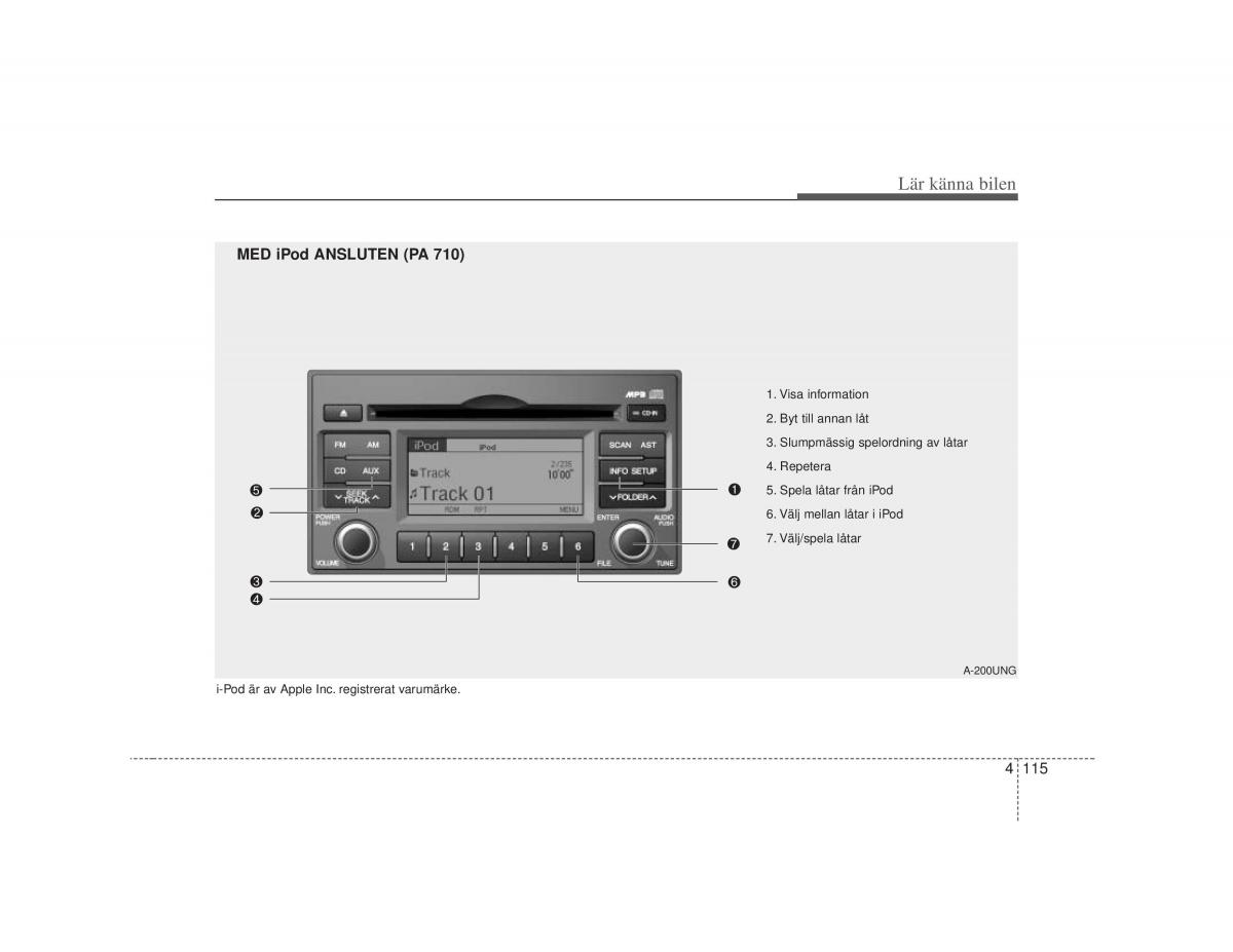 KIA Carens II 2 instruktionsbok / page 184