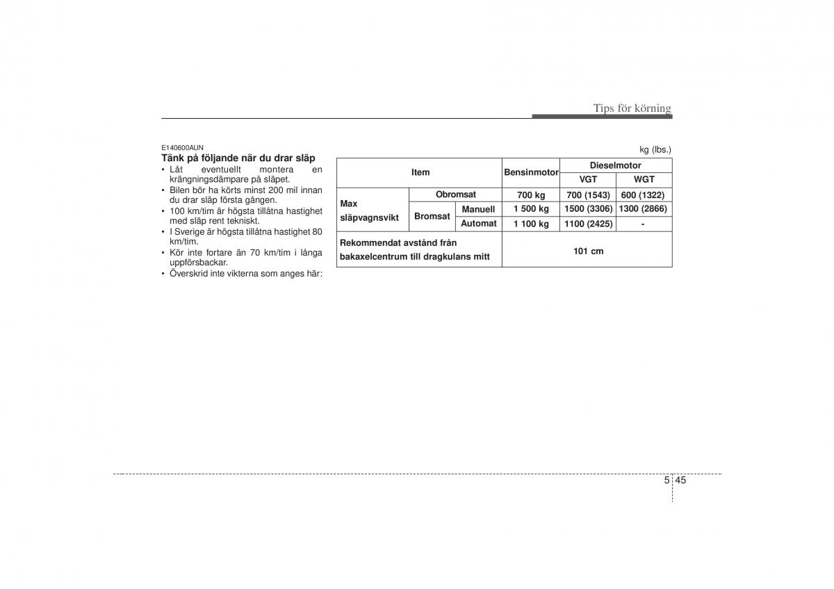 KIA Carens II 2 instruktionsbok / page 234