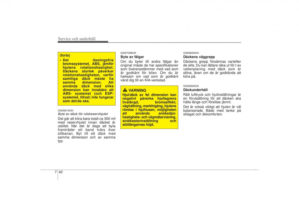 KIA Carens II 2 instruktionsbok / page 308