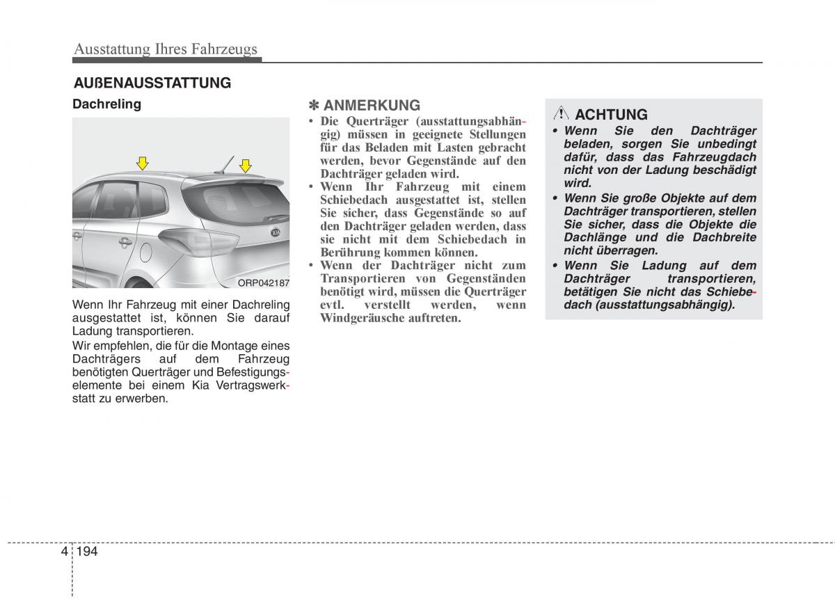 KIA Carens III 3 Handbuch / page 292