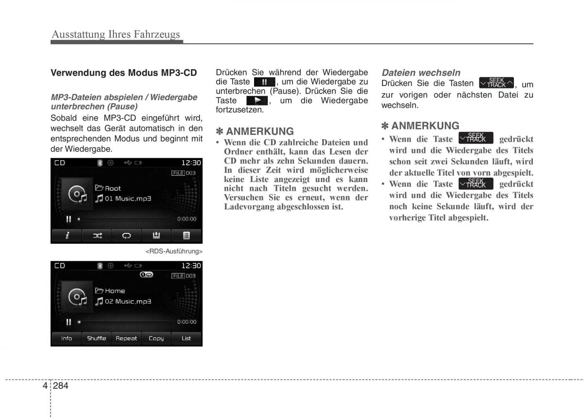 KIA Carens III 3 Handbuch / page 382