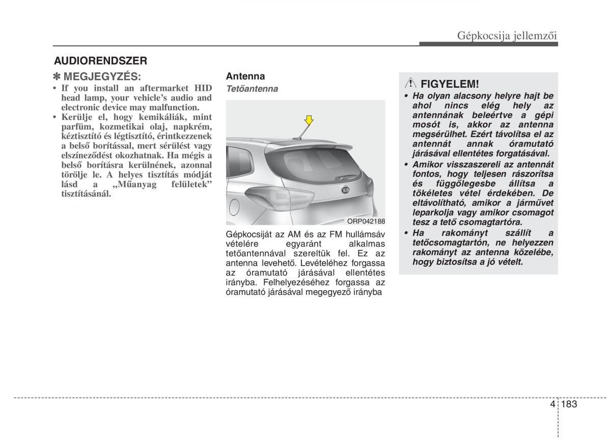 KIA Carens III 3 Kezelesi utmutato / page 212