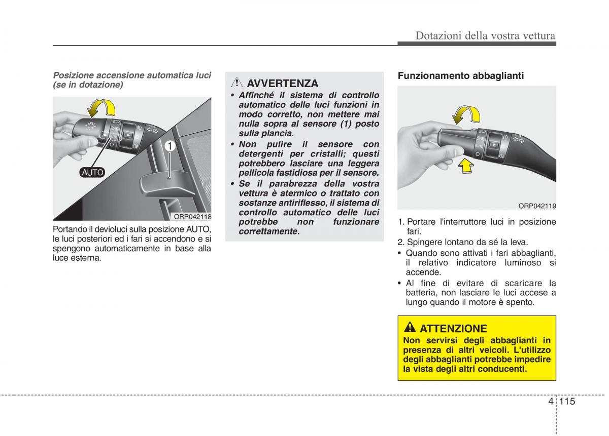 KIA Carens III 3 manuale del proprietario / page 204