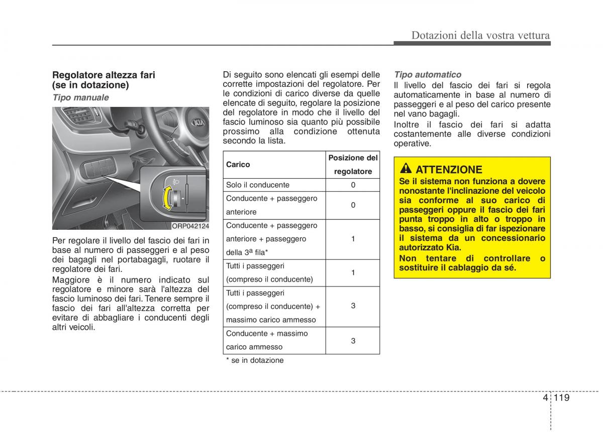 KIA Carens III 3 manuale del proprietario / page 208