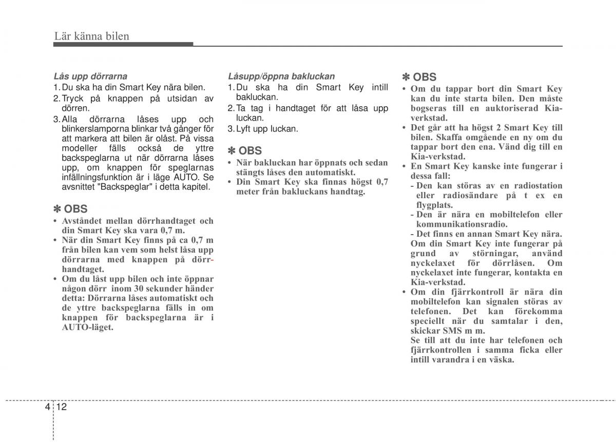 KIA Carens III 3 instruktionsbok / page 100