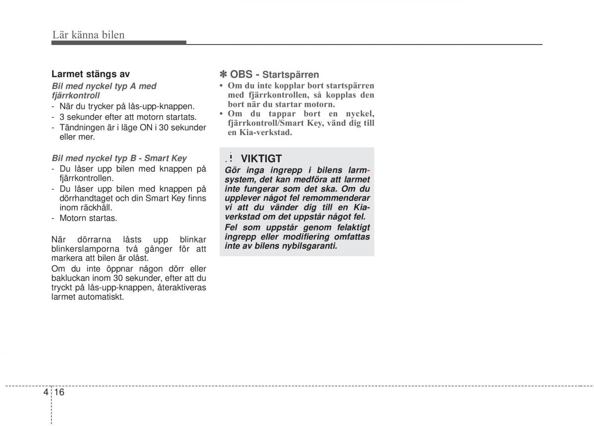 KIA Carens III 3 instruktionsbok / page 104