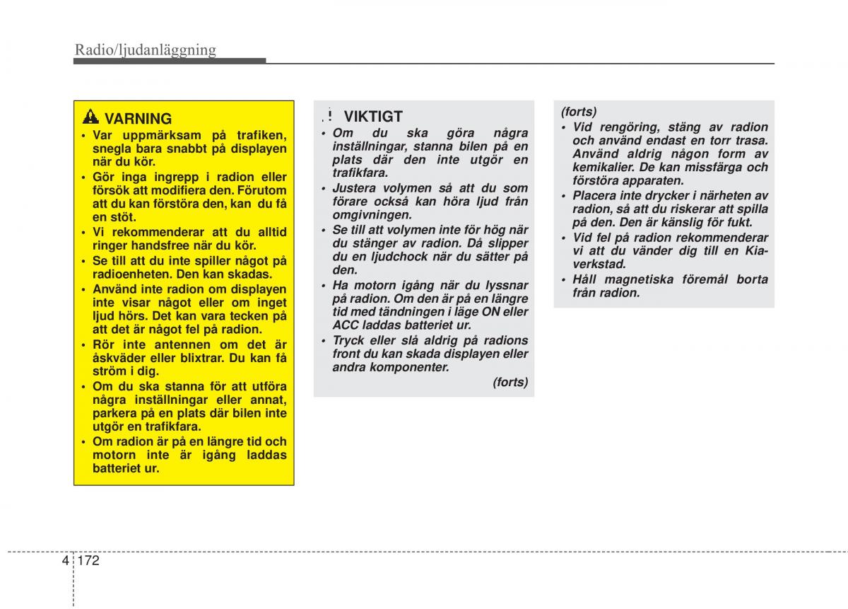 KIA Carens III 3 instruktionsbok / page 260