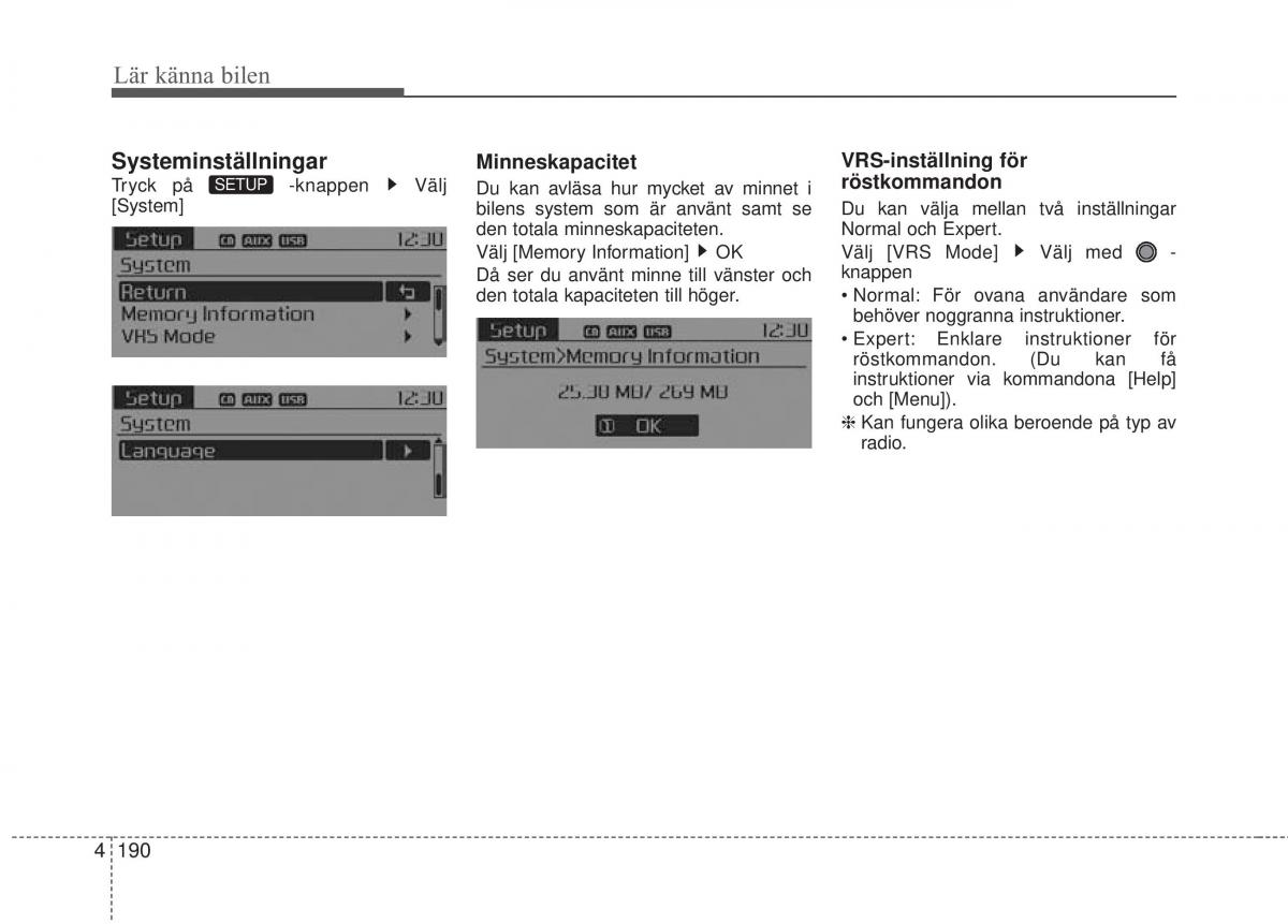 KIA Carens III 3 instruktionsbok / page 278