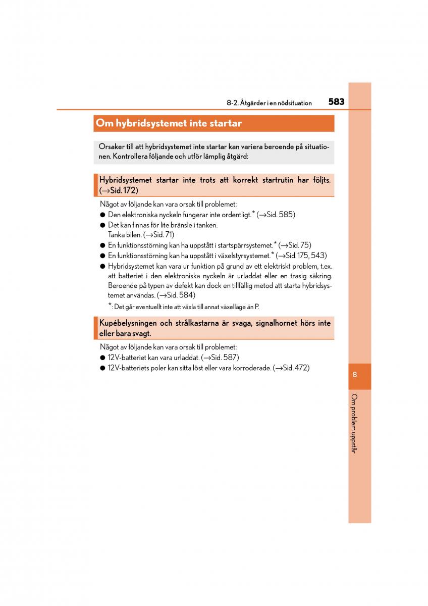 Lexus CT200h instruktionsbok / page 583