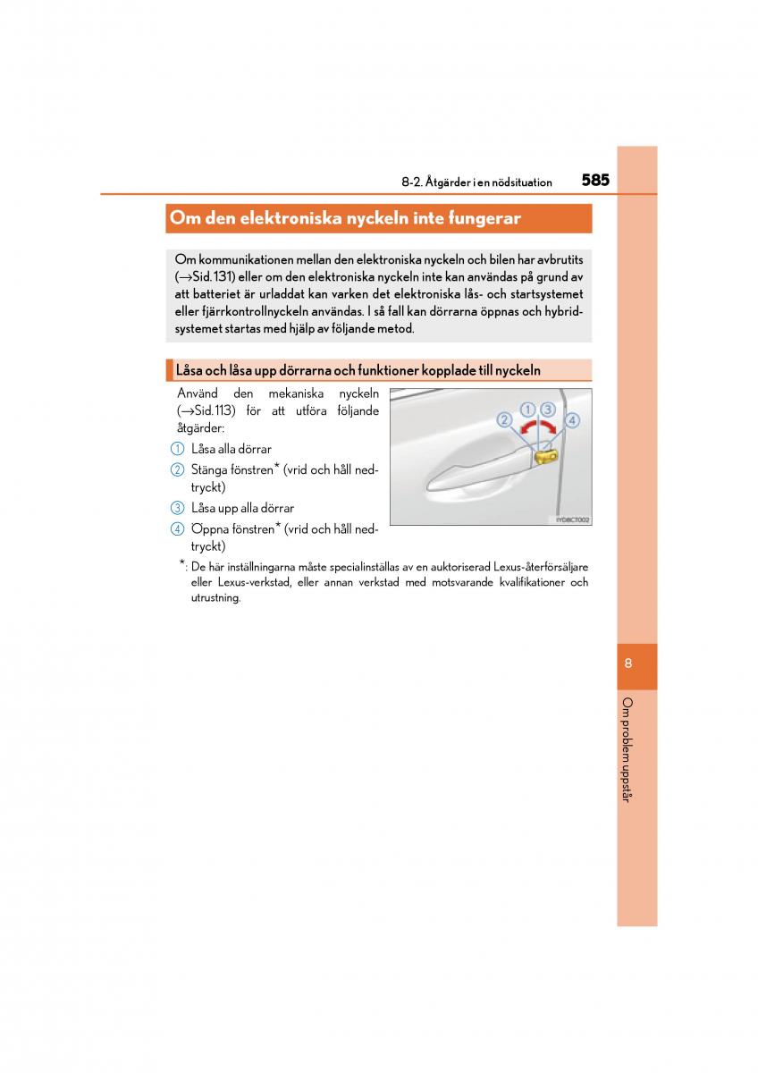 Lexus CT200h instruktionsbok / page 585