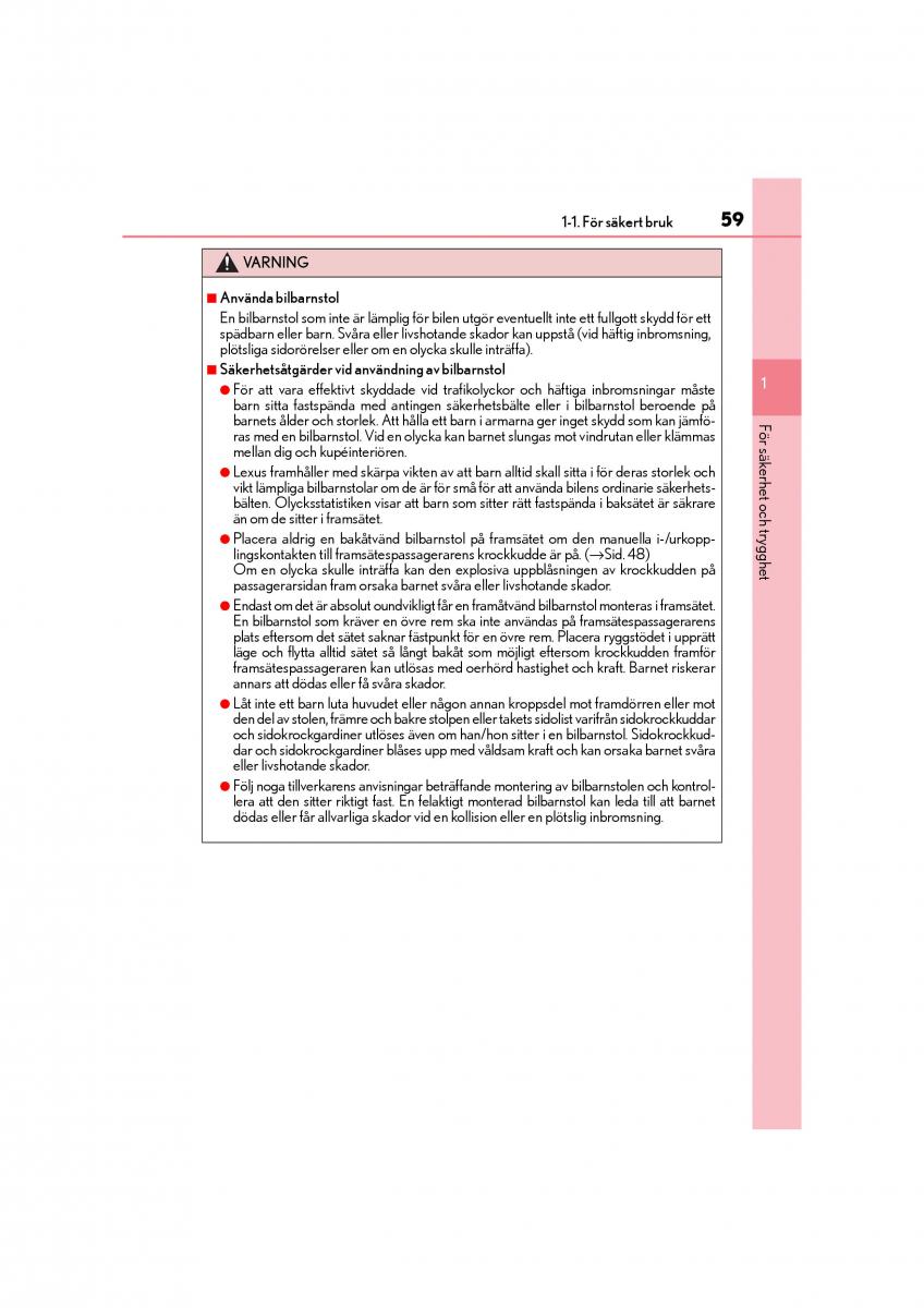 Lexus CT200h instruktionsbok / page 59