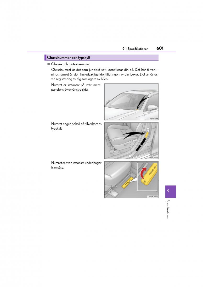 Lexus CT200h instruktionsbok / page 601