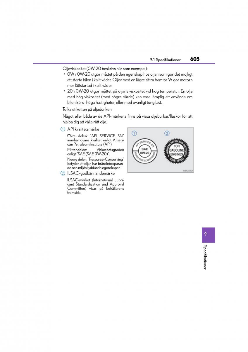 Lexus CT200h instruktionsbok / page 605