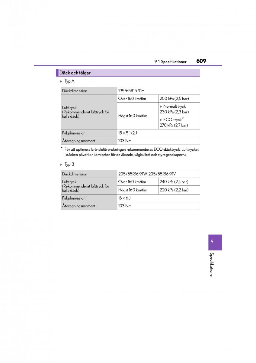 Lexus CT200h instruktionsbok / page 609