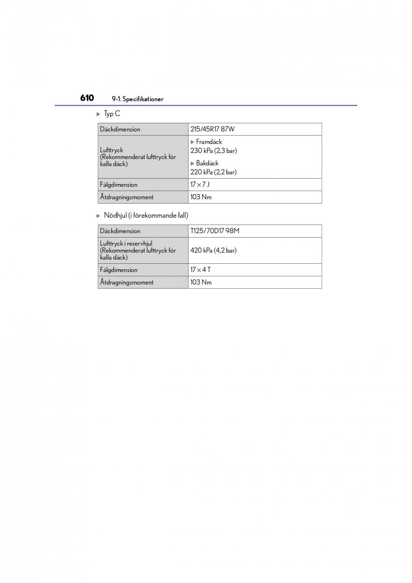 Lexus CT200h instruktionsbok / page 610