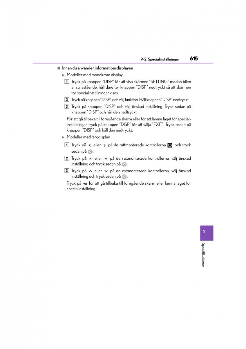 Lexus CT200h instruktionsbok / page 615