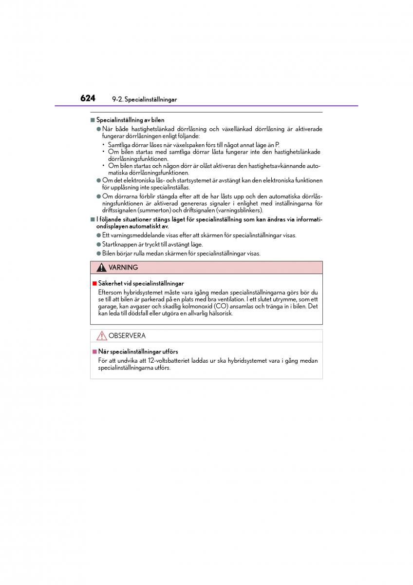 Lexus CT200h instruktionsbok / page 624