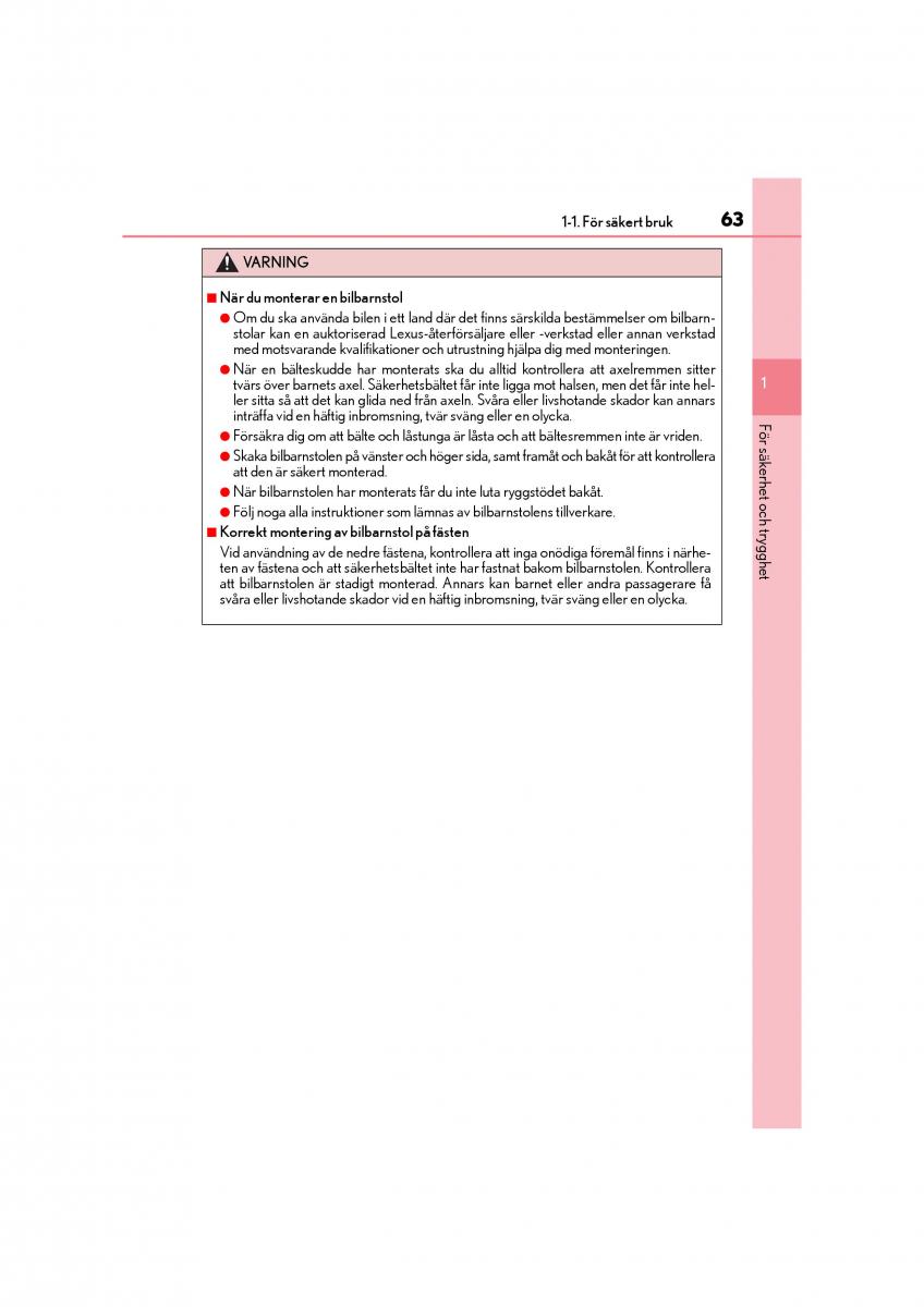 Lexus CT200h instruktionsbok / page 63