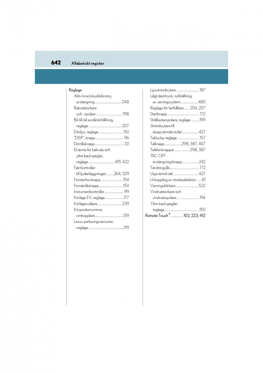 Lexus CT200h instruktionsbok / page 642