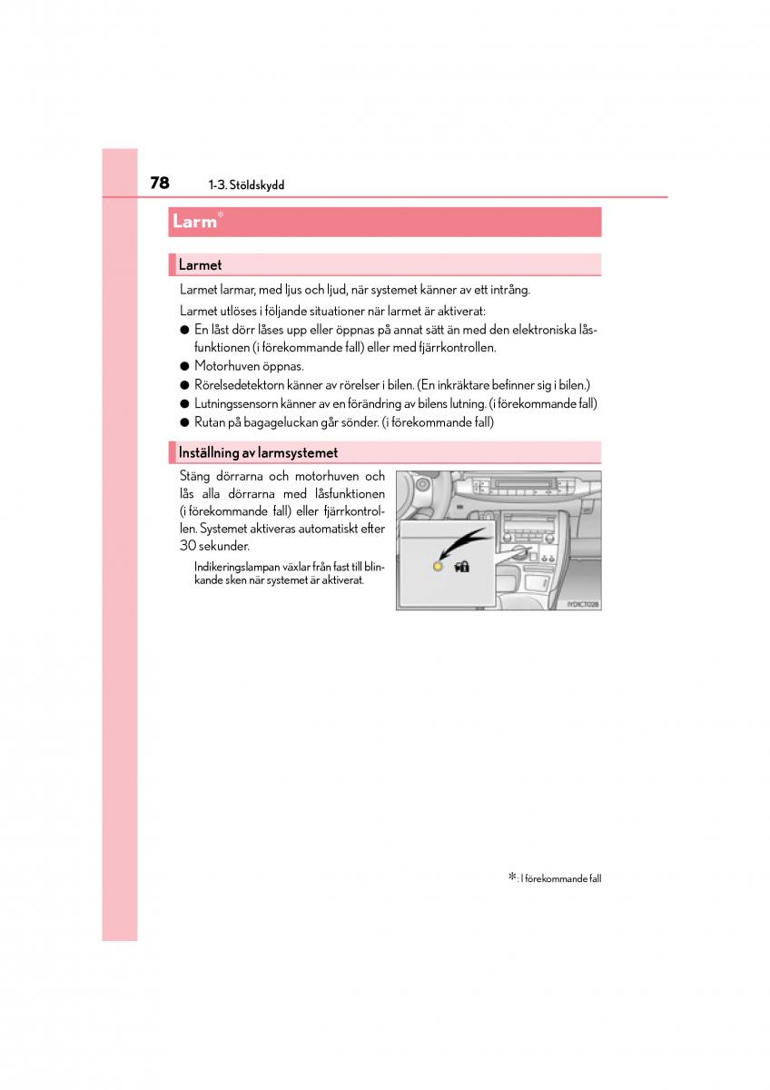 Lexus CT200h instruktionsbok / page 78