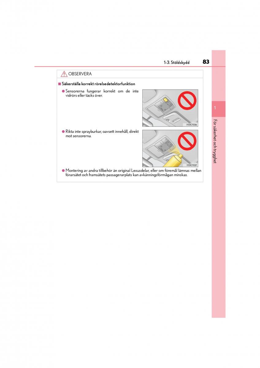 Lexus CT200h instruktionsbok / page 83