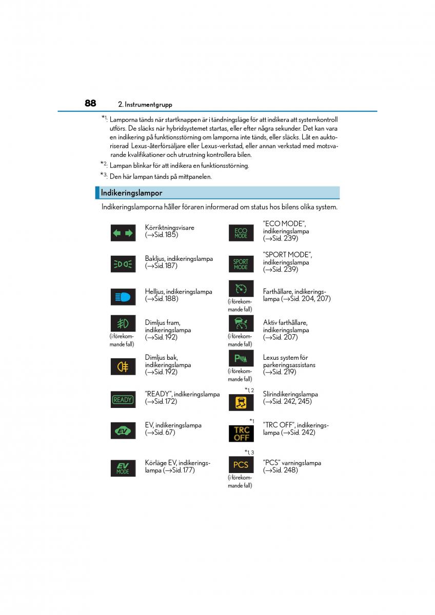 Lexus CT200h instruktionsbok / page 88